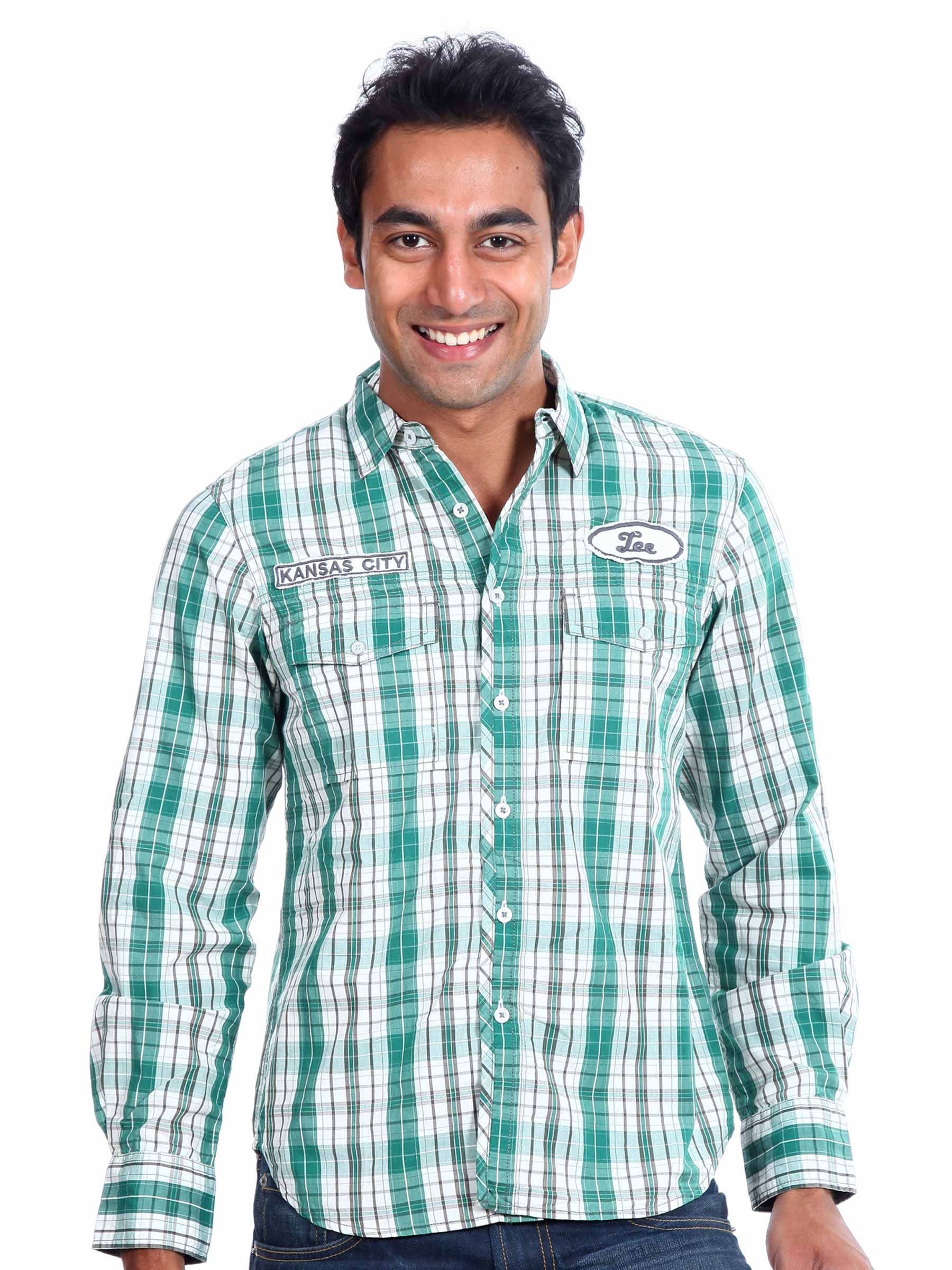 Lee Men Checks Green Shirt