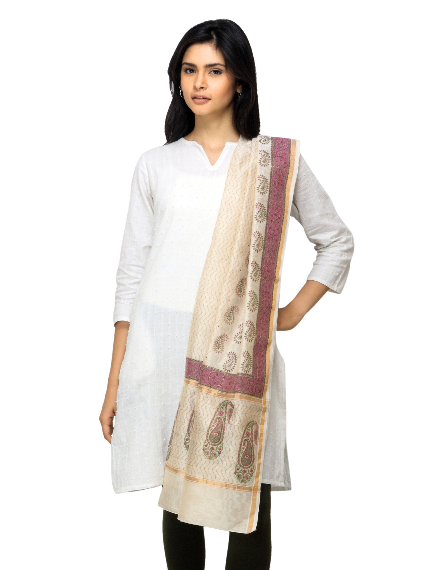 Fabindia Women Printed Beige Dupatta