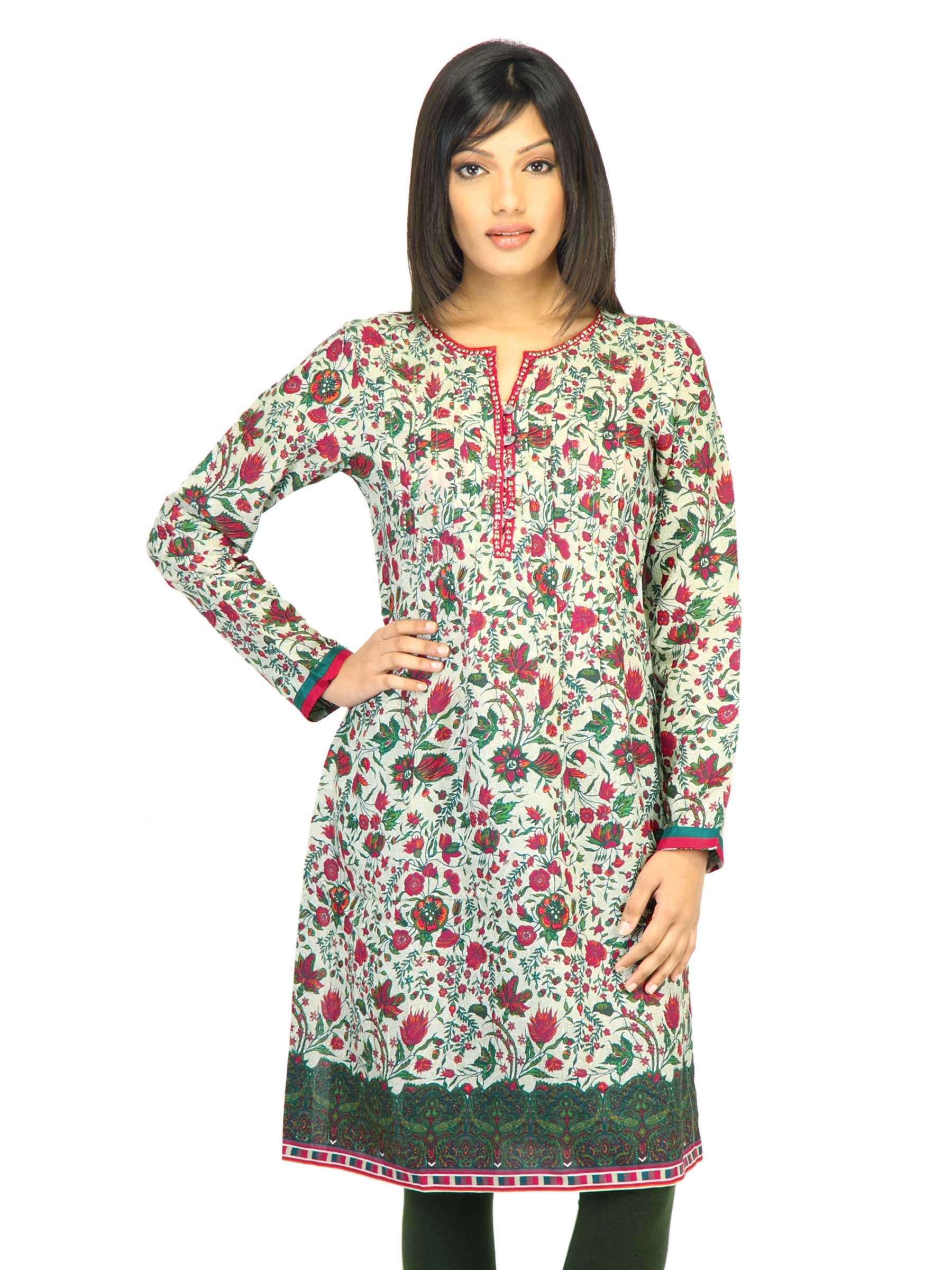 BIBA Women Printed White Kurta