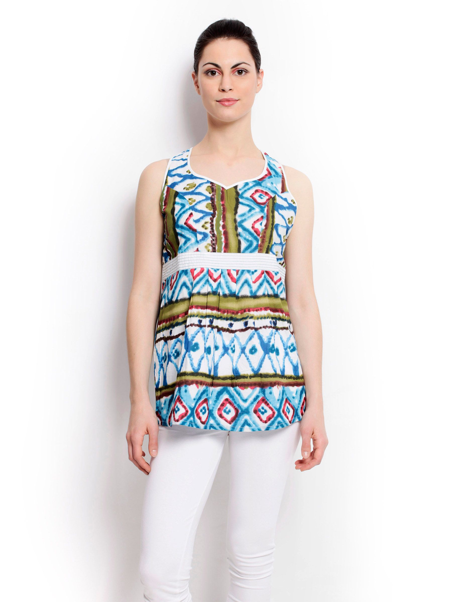 Global Desi Women Printed White Top