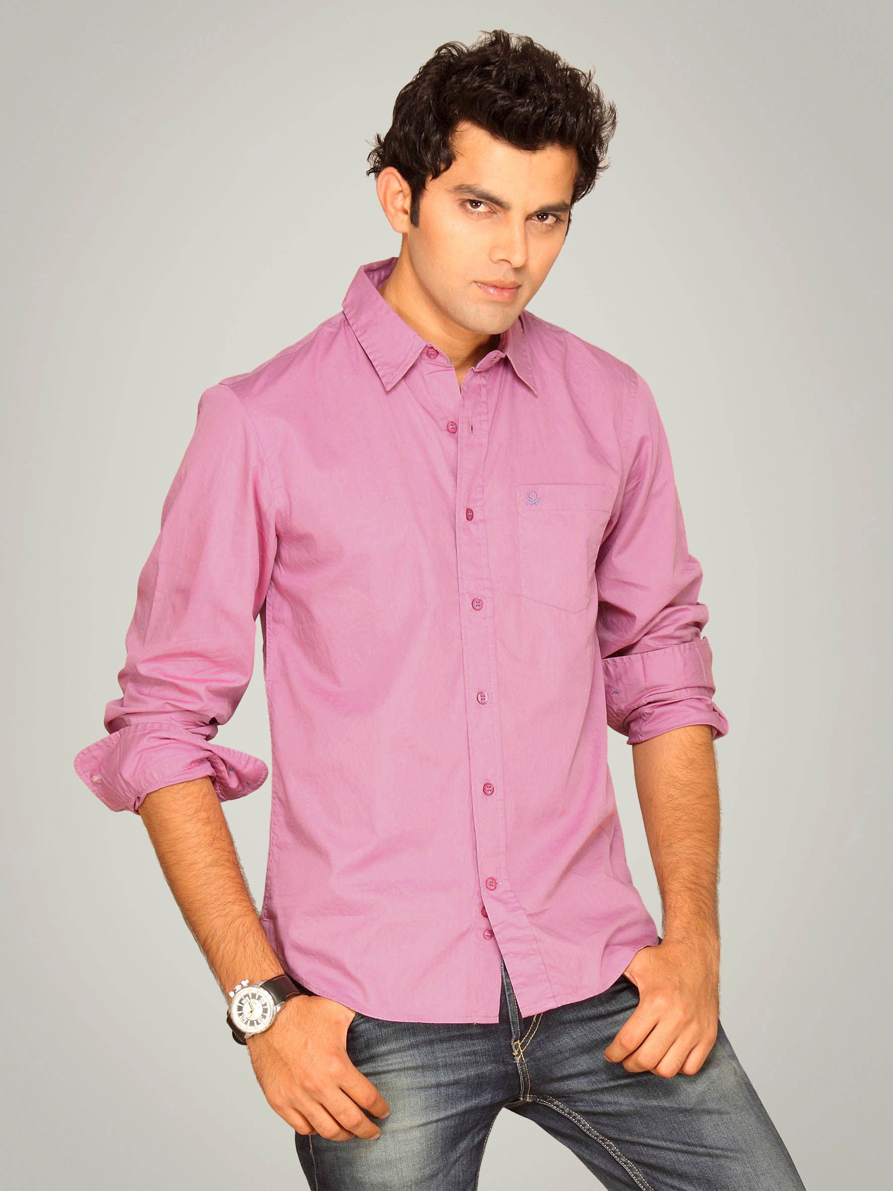 UCB Men Basic Logo Pink Shirt