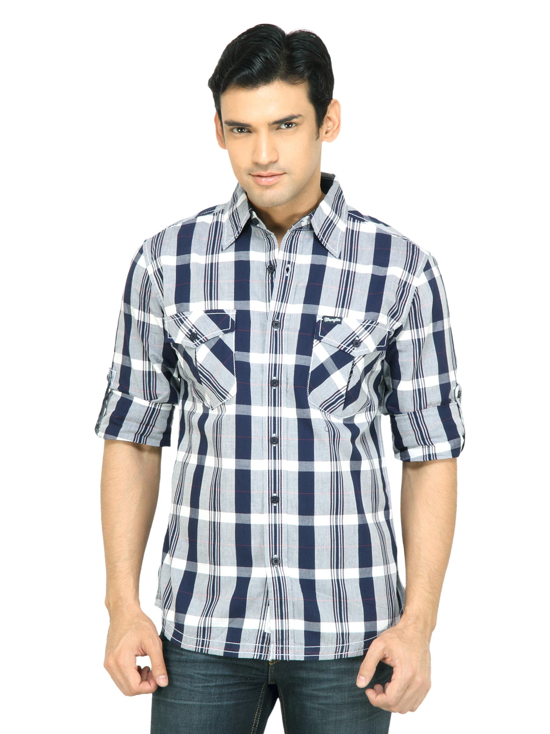 Wrangler Men Authentic Rope Navy Blue Shirt