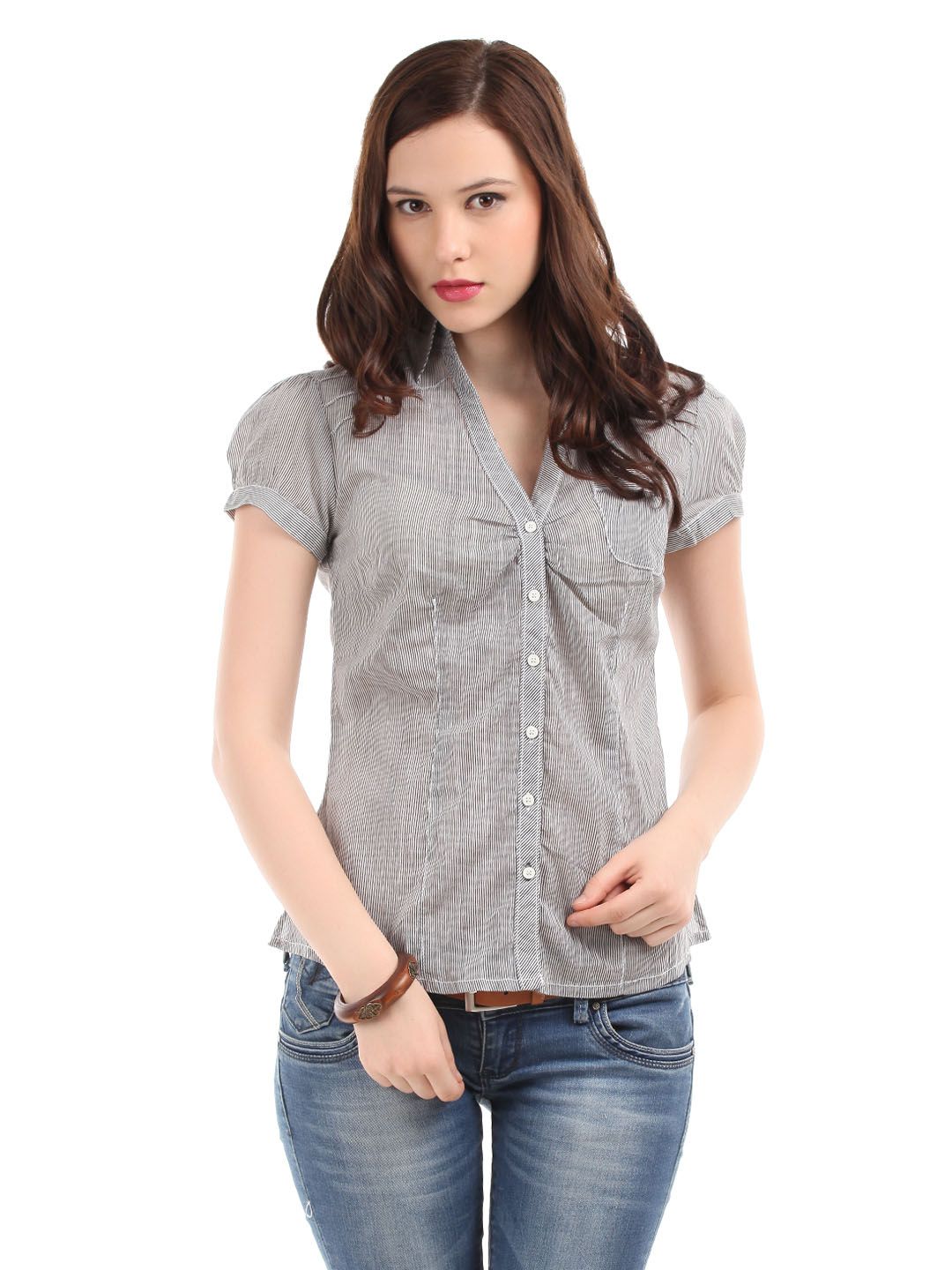 s.Oliver Women White Striped Shirt