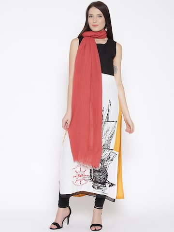 W Coral Red Stole at myntra