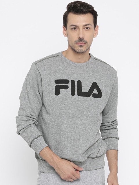 FILA Men Grey Melange Printed Sweatshirt