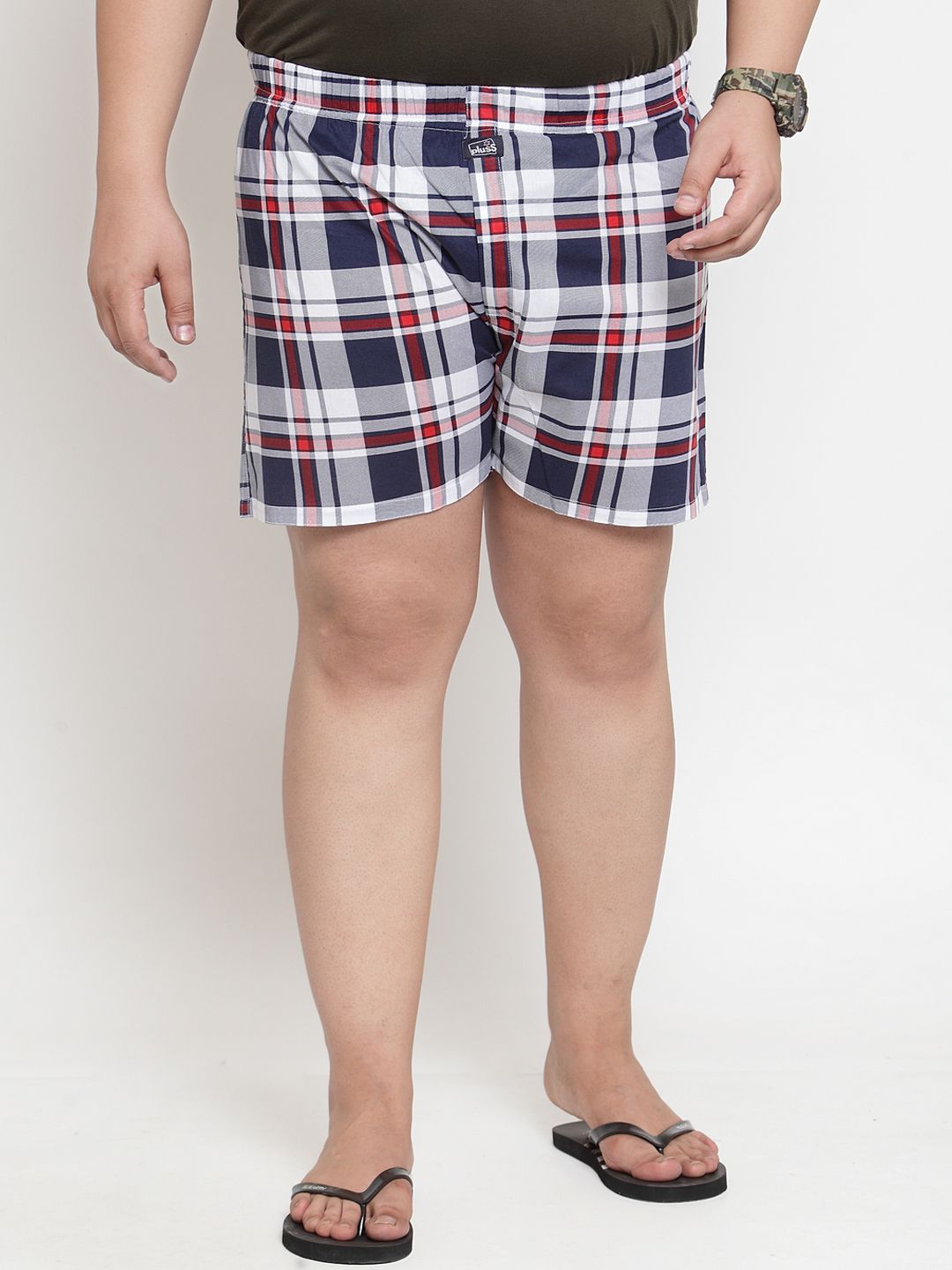 plusS Men Multicoloured Checked Pure Cotton Boxers MBX208E