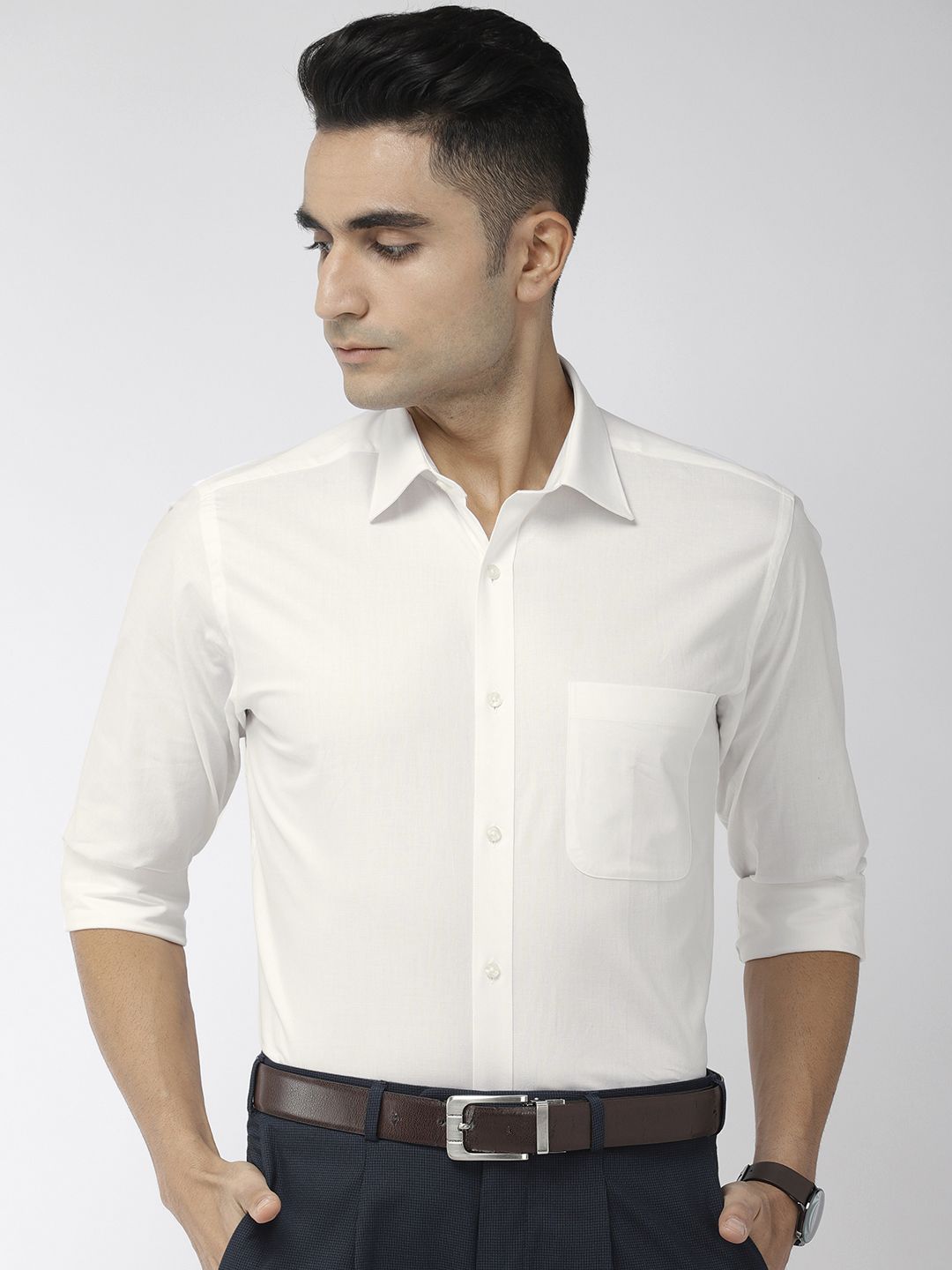 Raymond Men White Standard Slim Fit Solid Formal Shirt-picture-14