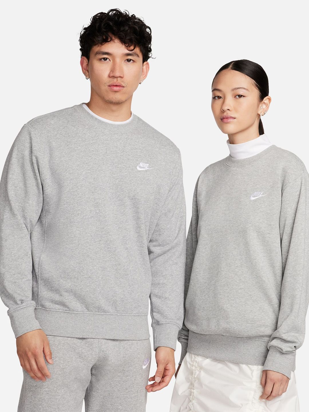 Nike Men Grey Melange Solid Standard Fit AS NSW CLUB CRW FT Sweatshirt-picture-42
