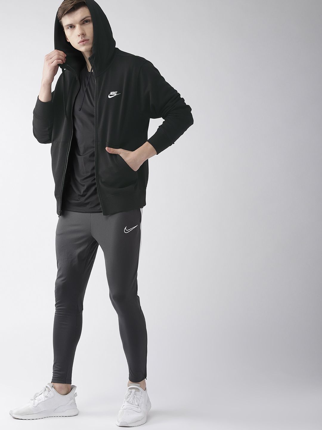 Nike Men Black Solid AS NSW CLUB FZ FT Hooded Sweatshirt-picture-32
