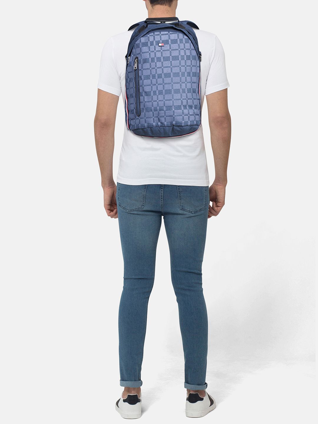 Tommy Hilfiger Unisex Navy Blue Geometric Print Laptop Backpack-picture-26