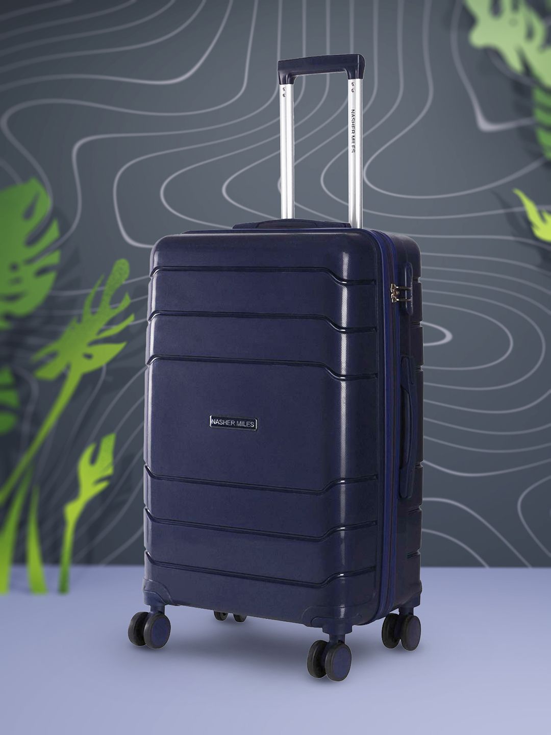 Nasher Miles Unisex Blue Patterned Lisbon Large Trolley Bag-image-9