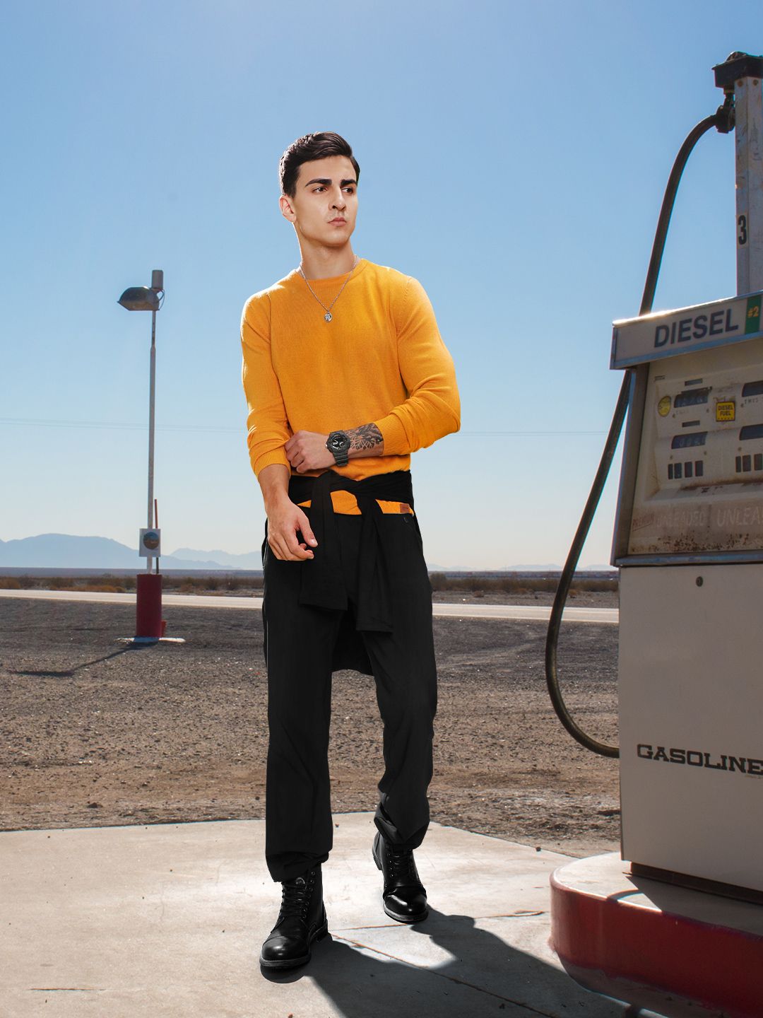The Roadster Lifestyle Co Men Mustard Yellow Solid Sweater-picture-48