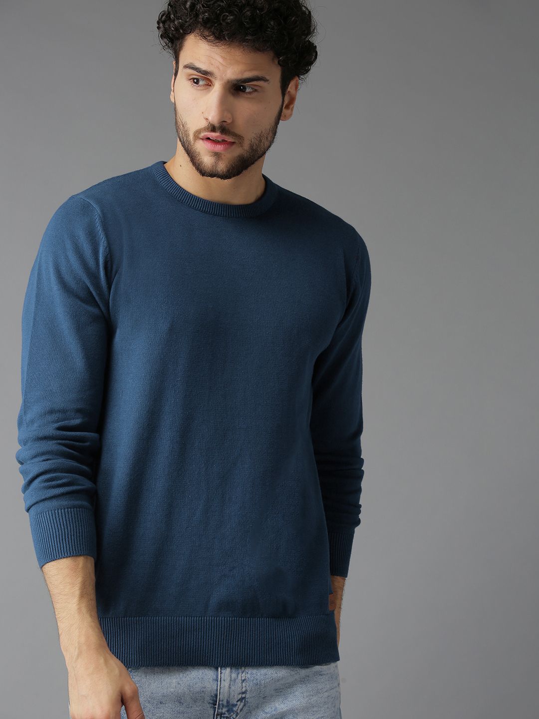 Roadster Men Navy Blue Solid Sweater-picture-24