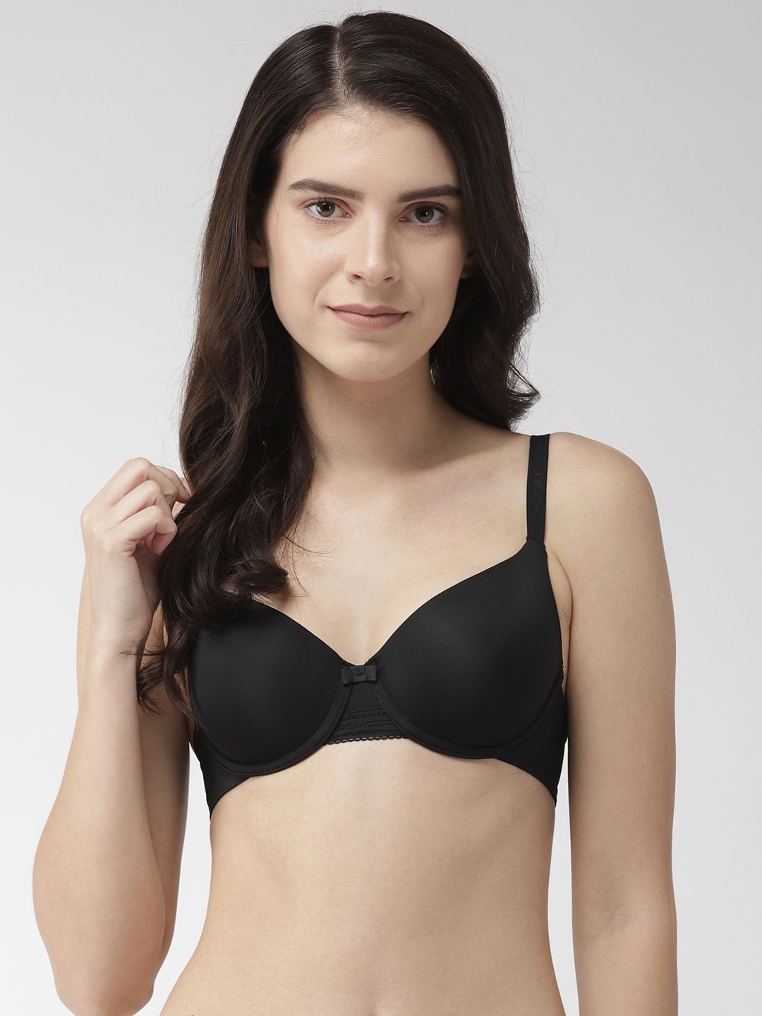 Marks & Spencer Black Solid Underwired Lightly Padded T-shirt Bra T332252-picture-30