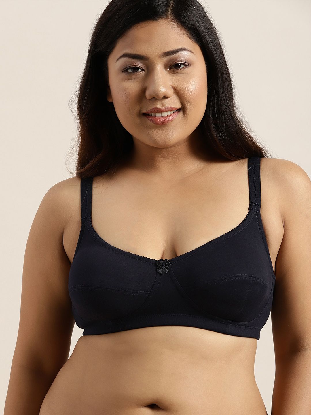 Sztori Plus Size Navy Blue Solid Non-Wired Non Padded Everyday Bra SZ-BRA-709E-picture-13