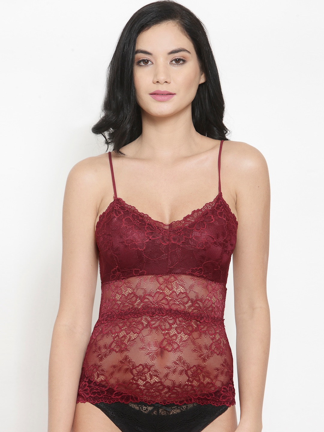 Buy PrettyCat PrettyCat Maroon Lace Non-Wired Lightly Padded