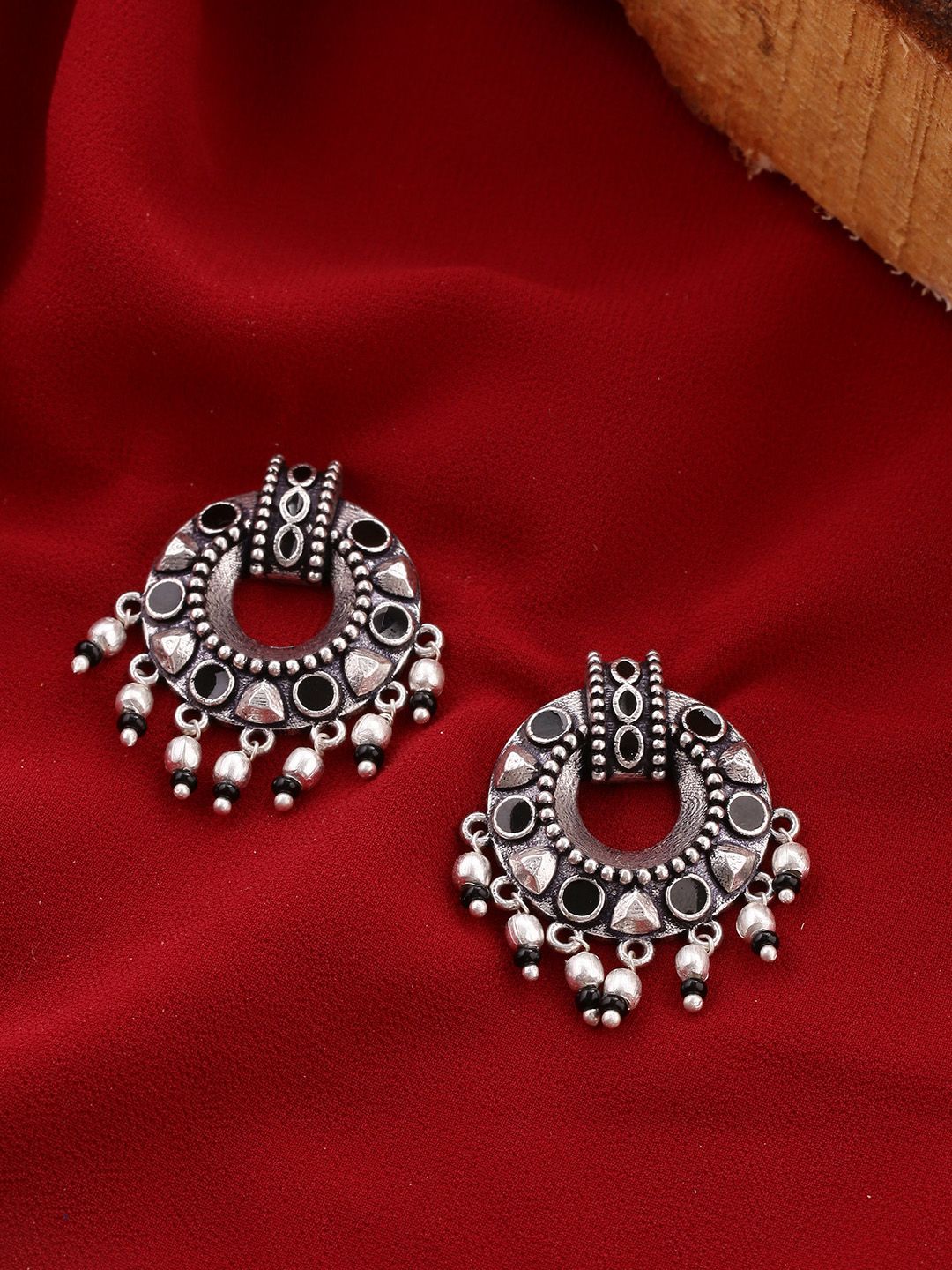 Voylla Silver-Toned Classic Drop Earrings-picture-37