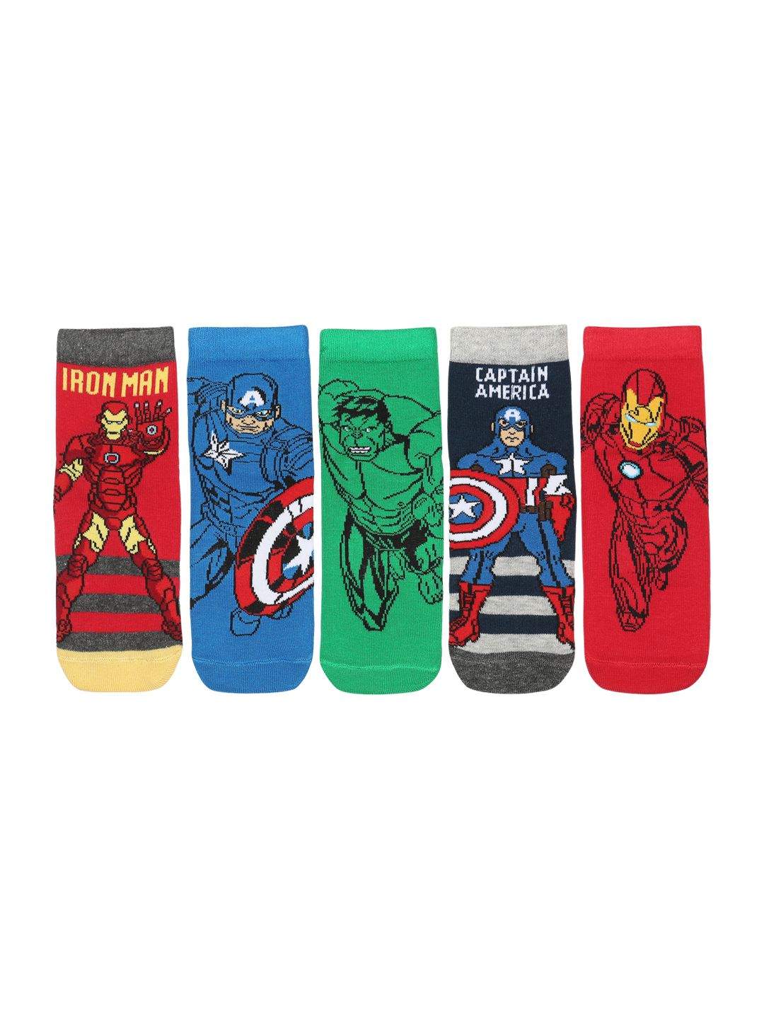 Supersox Kids Pack of 5 Assorted Avengers Printed Ankle-Length Socks-picture-24