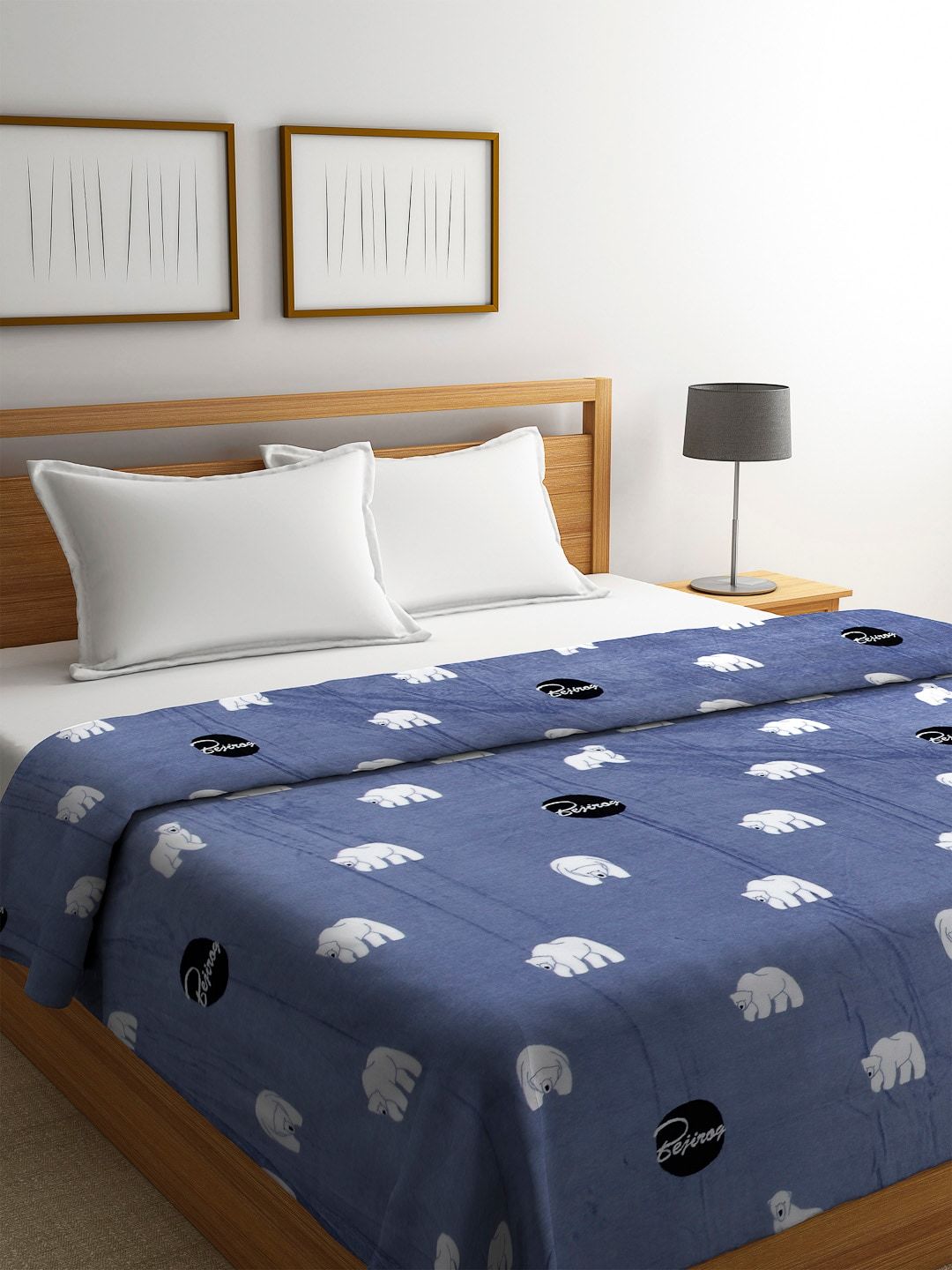 Cortina Blue Conversational AC Room 250 GSM Double Bed Blanket-image-32