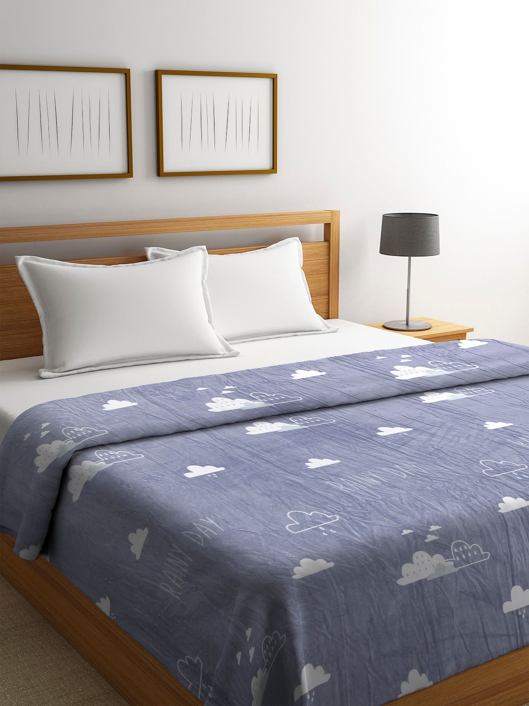 Cortina Grey Conversational AC Room 250 GSM Double Bed Blanket-image-4