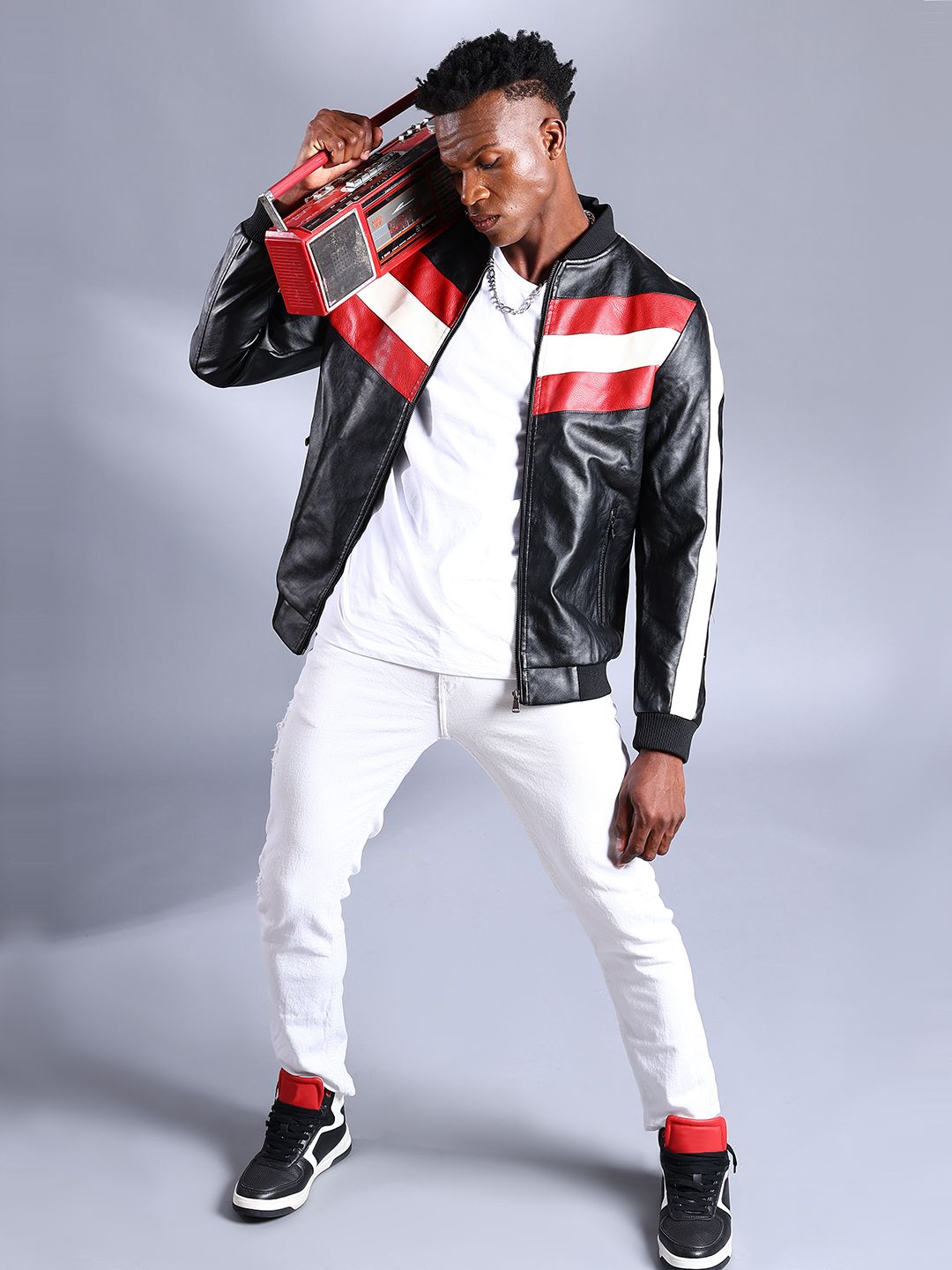 The Indian Garage Co Men Black Colourblocked Biker Jacket-picture-15