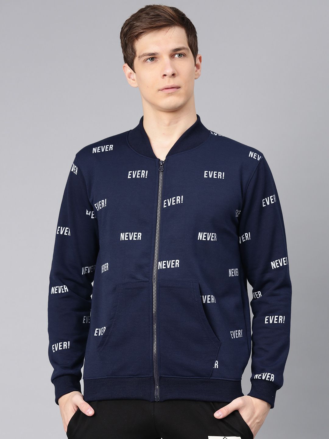Maniac Men Navy Blue & White Printed Sweatshirt-picture-26