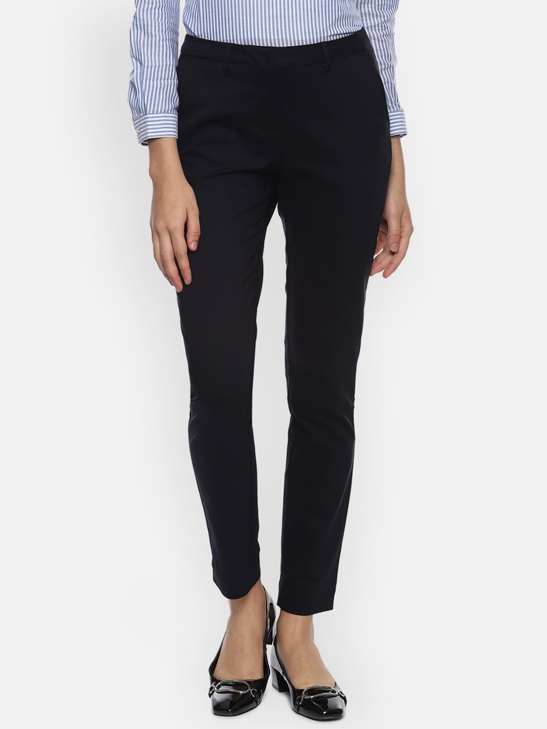 Buy Women Black Regular Fit Check Casual Trousers Online  812065  Allen  Solly