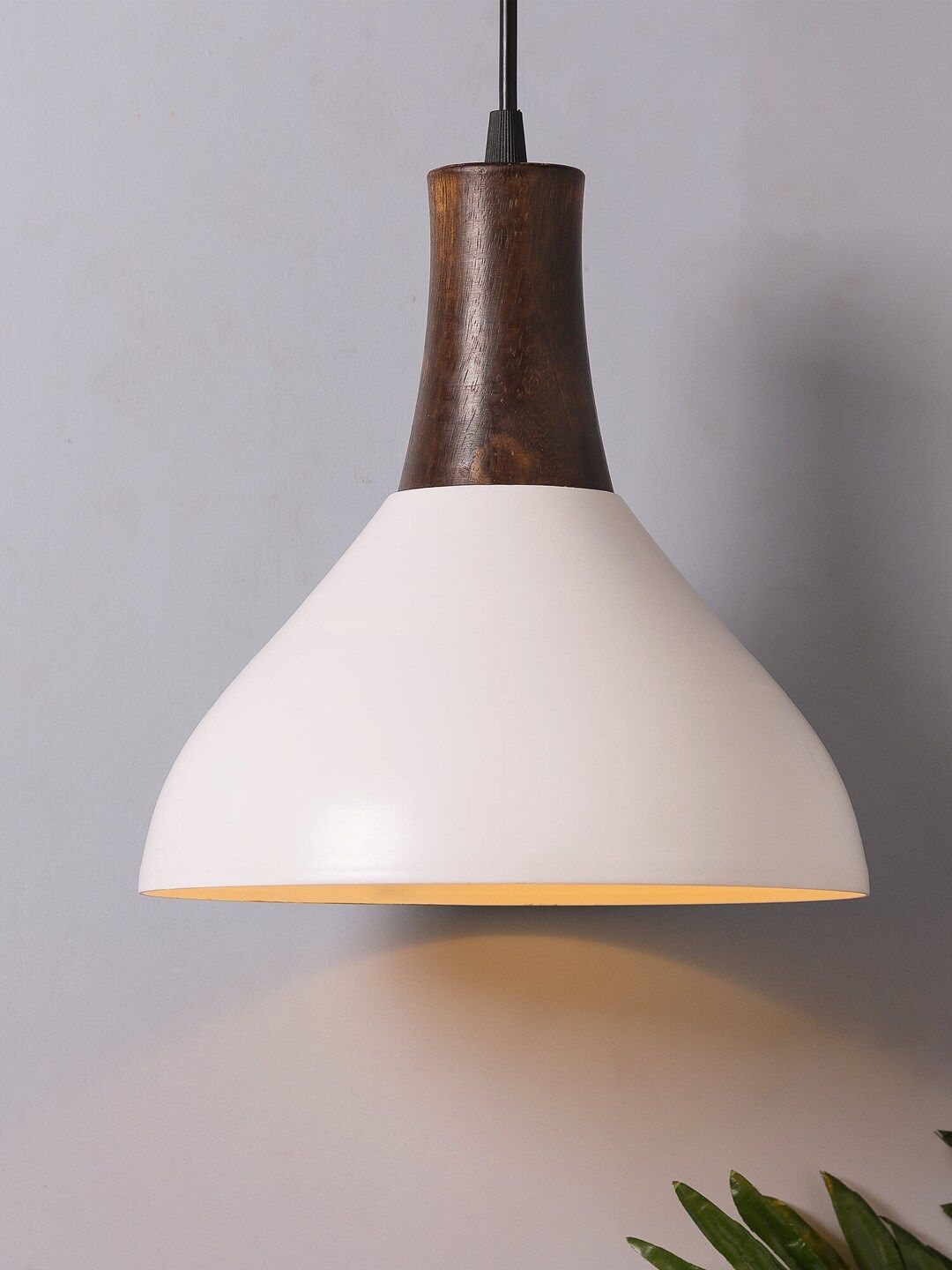 Homesake White Solid Handcrafted Nate Metal and Wood Hanging Light-picture-21