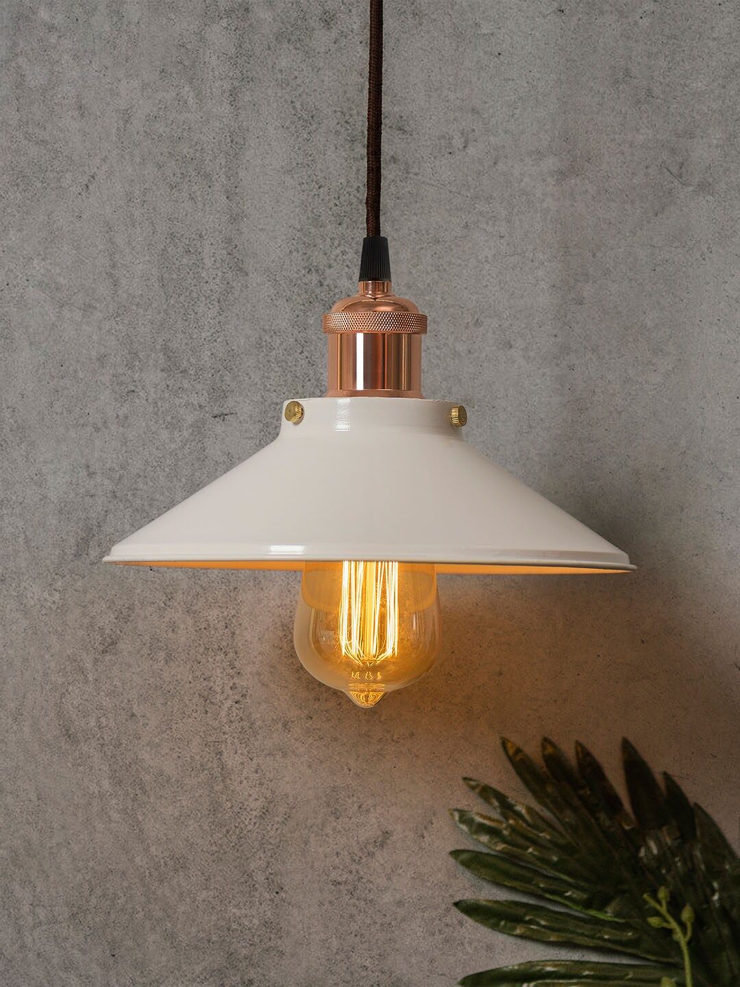 Homesake White & Rose Gold Solid Handcrafted Cone Hanging Light-image-33