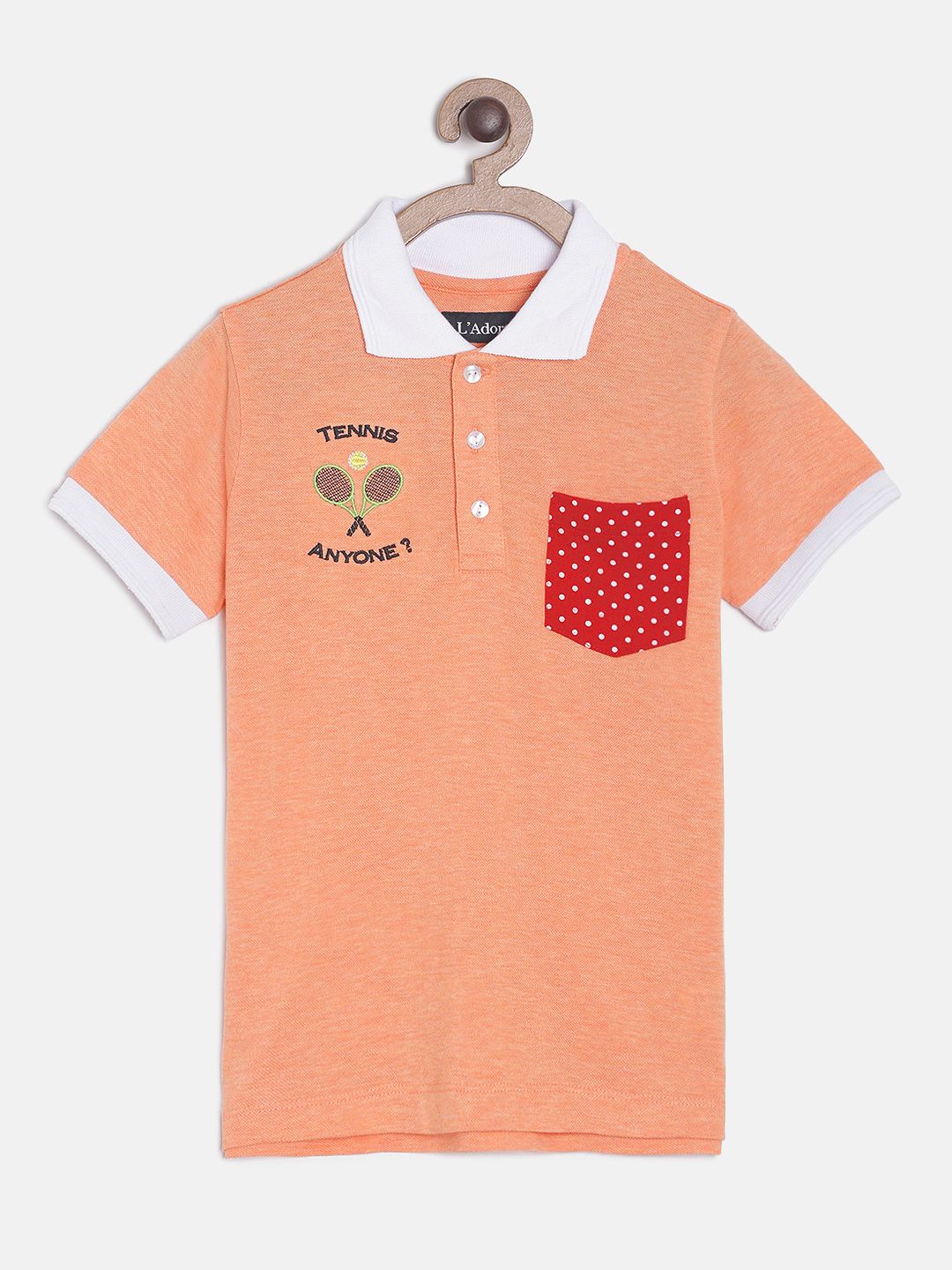 LAdore Boys Orange & Red Solid Polo Collar T-shirt-picture-49