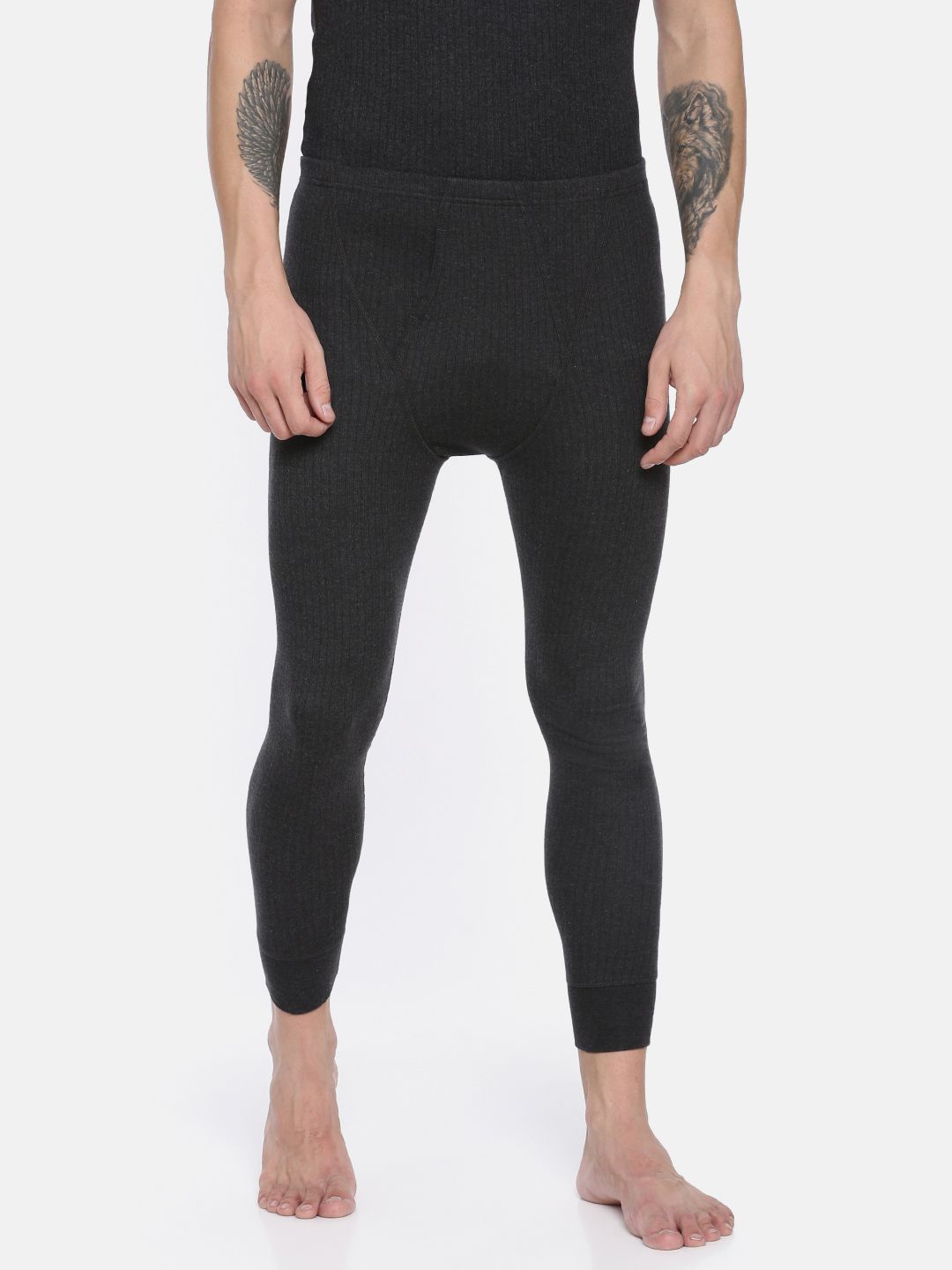 van heusen innerwear Van Heusen Men Grey Solid Antibacterial Snug Fit Thermal Bottom-picture-29