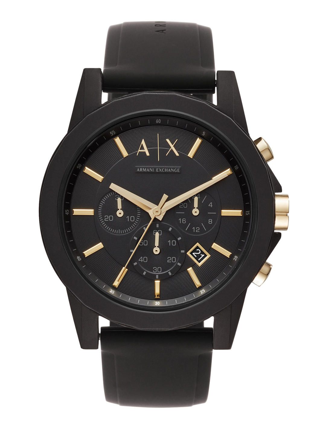 Armani exchange black and gold outlet watch