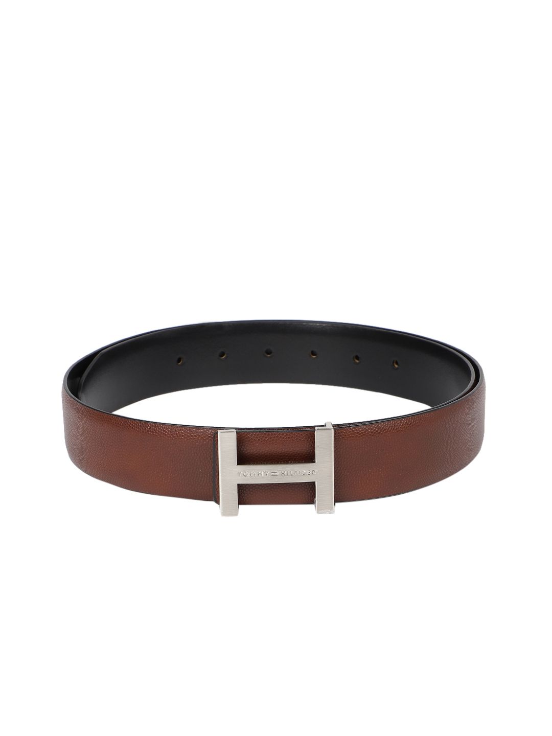 Tommy Hilfiger Men Brown & Black Textured Reversible Belt