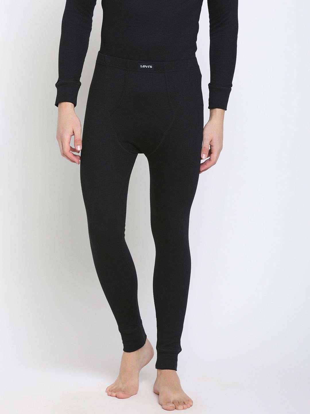 Levis Men Black Solid Thermal Bottoms