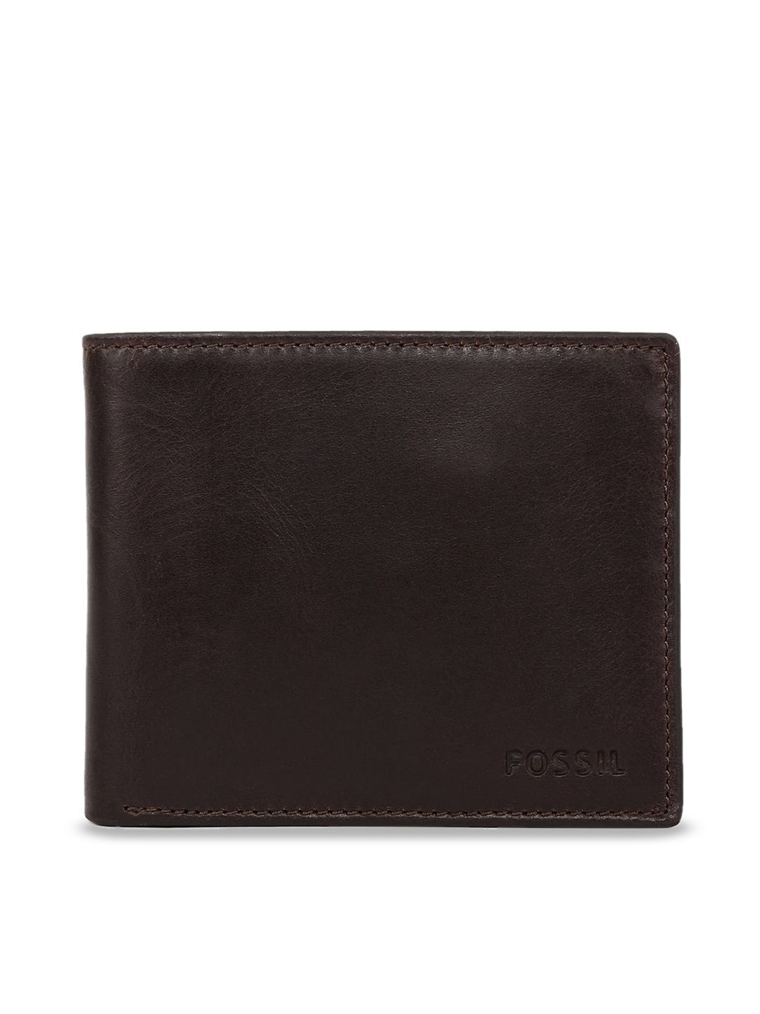 Fossil Men Brown Solid Leather Two Fold Wallet-picture-15