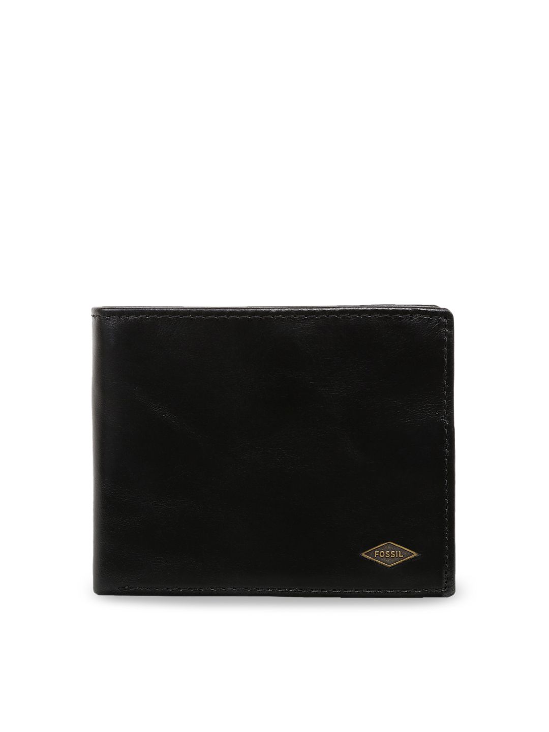 Fossil Men Black Solid Leather Two Fold Wallet-picture-58