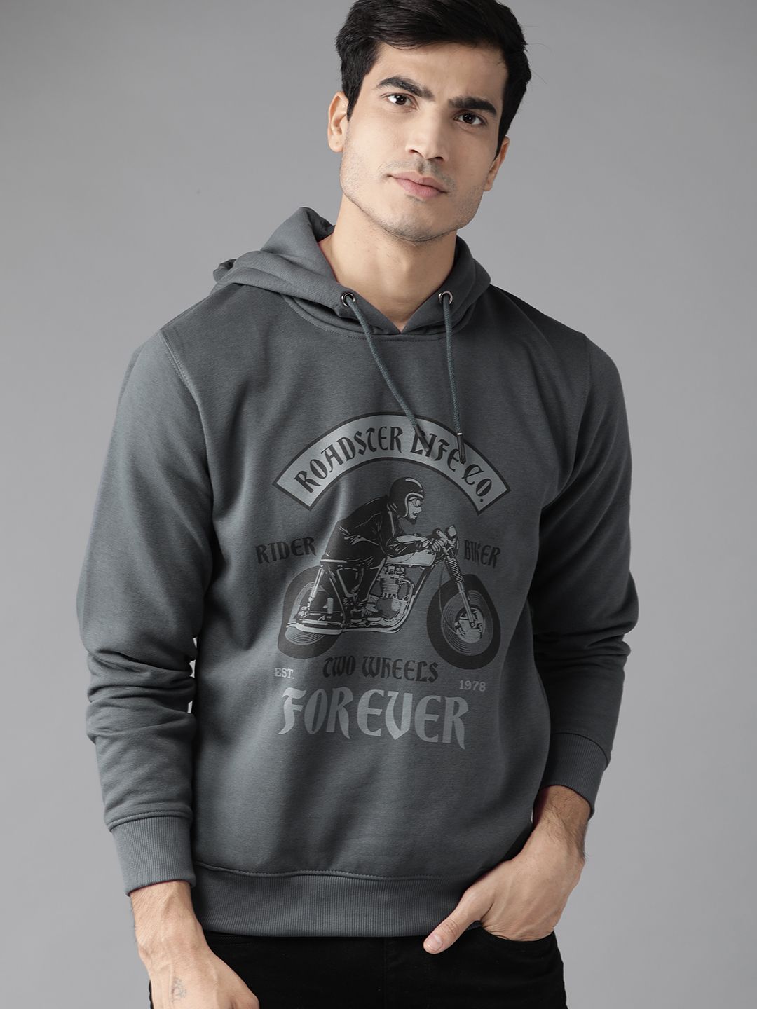 Roadster Black & Grey Hooded Sweater