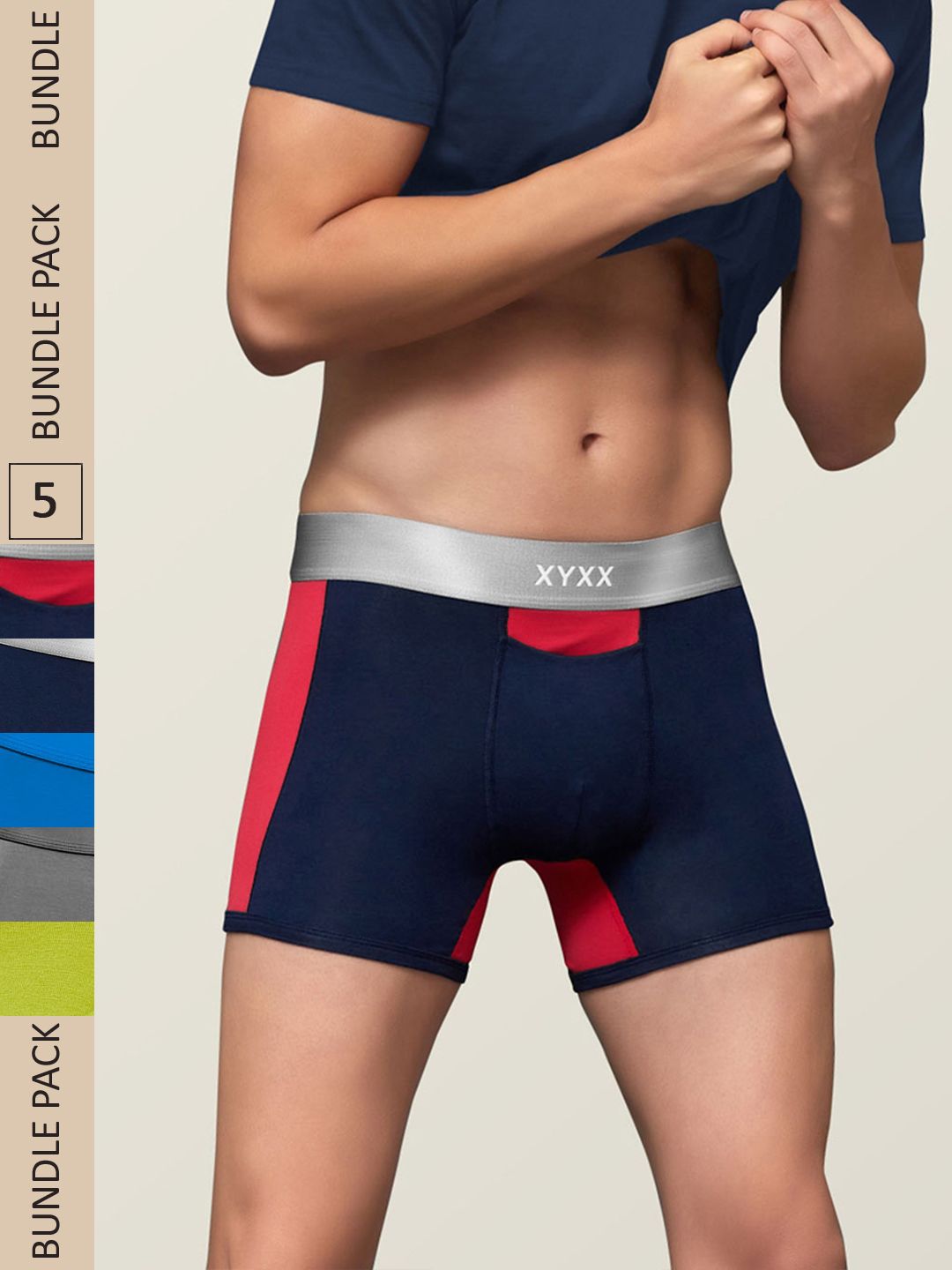 XYXX Men IntelliSoft Antimicrobial Micro Modal Pack of 5 Dualist Trunks XYTRNK5PCKN91-image-30