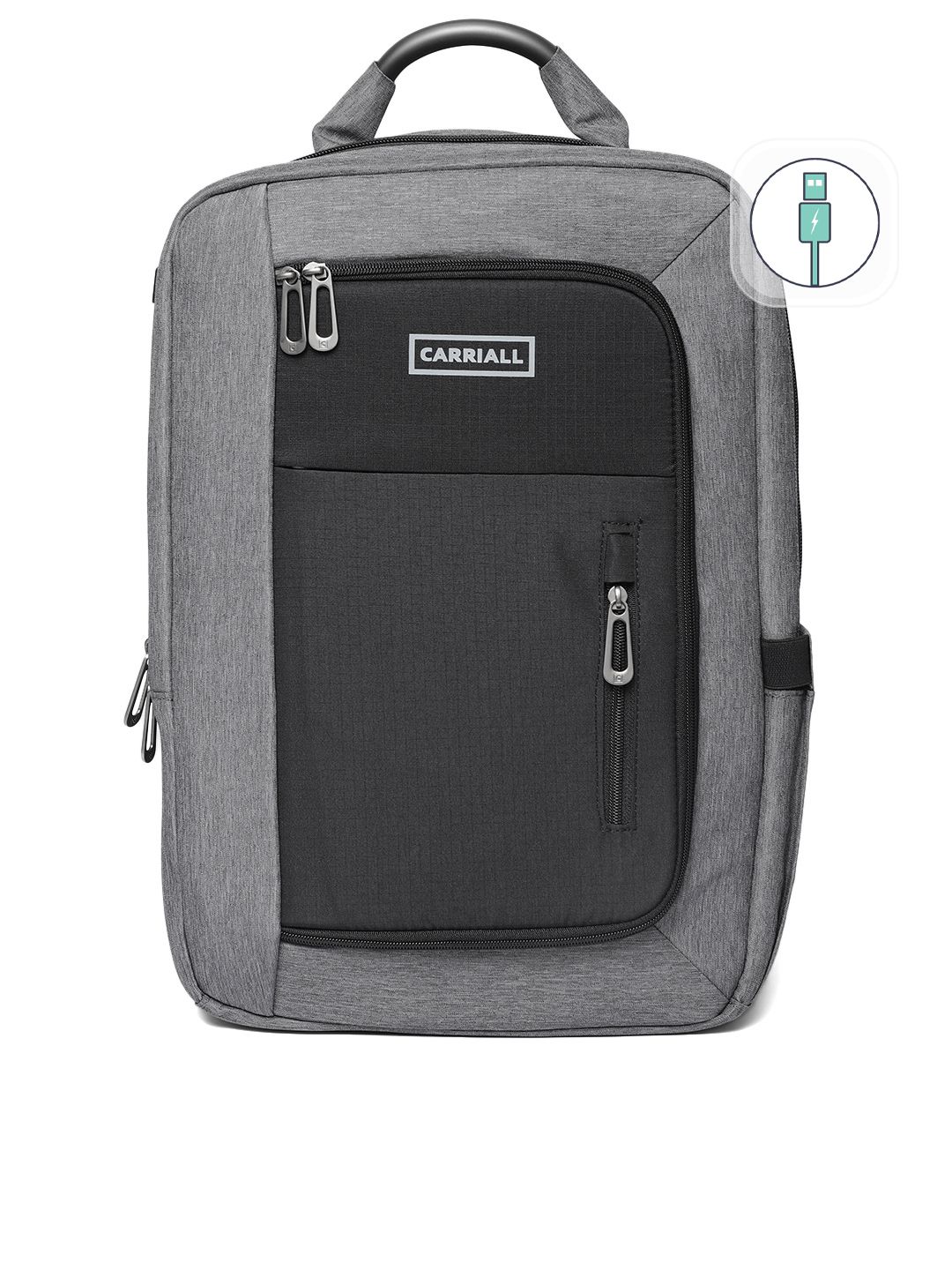 CARRIALL Unisex Grey & Black Colourblocked Minch Laptop Backpack-picture-14
