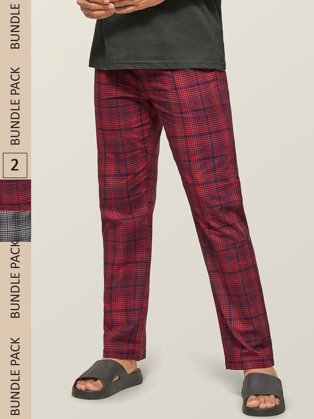 XYXX Men Super Combed Cotton Pack of 2 Checkmate Lounge Pants XYPYJM2PCKN23-picture-41