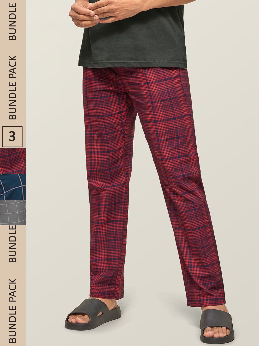 XYXX Men Super Combed Cotton Pack of 3 Checkmate Lounge Pants XYPYJM3PCKN58-picture-24