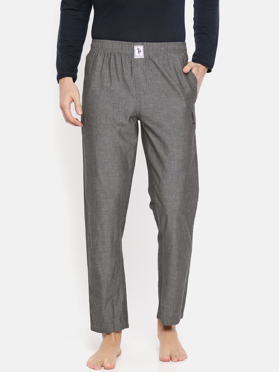 U.S. Polo Assn. Men Grey Chambray Solid Lounge Pants I658-002-PL-picture-33