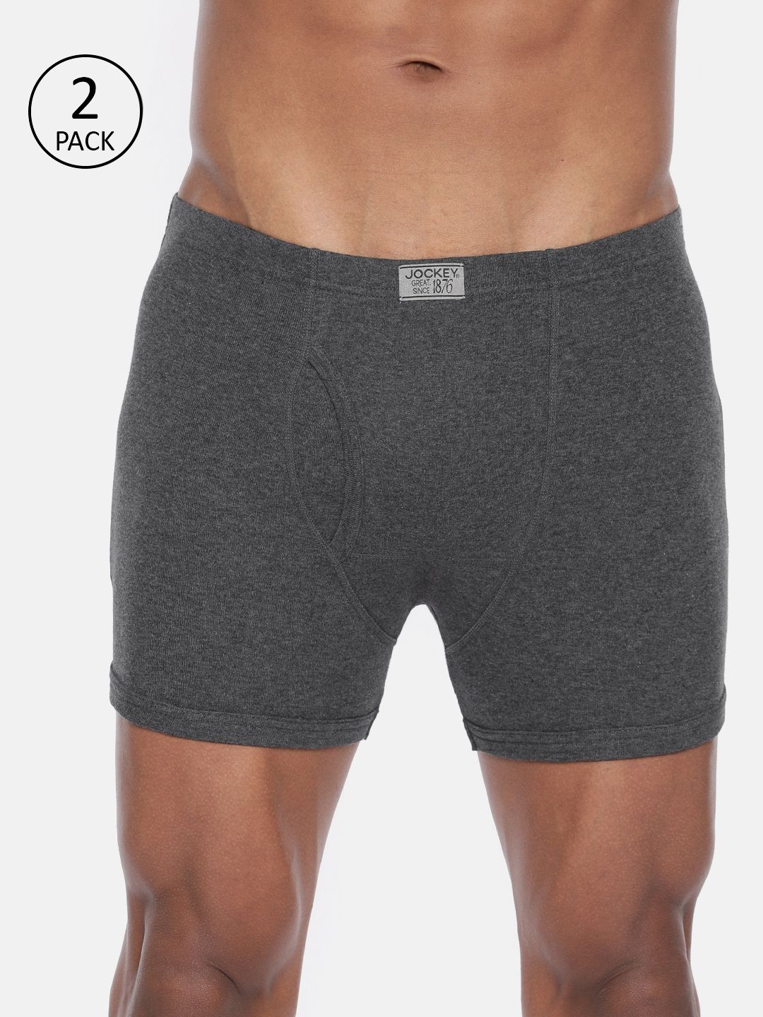 Jockey Men Pack of 2 Solid Charcoal Grey Modern Fit Trunks 8008-0205-image-46