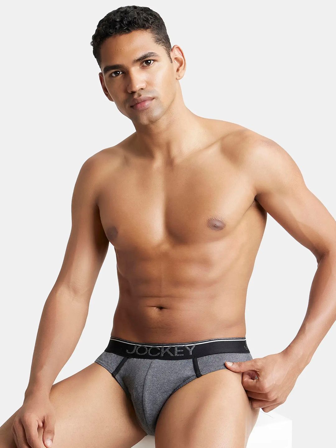 Jockey Men Grey Super Combed Cotton Rib Solid Brief-8044-picture-41