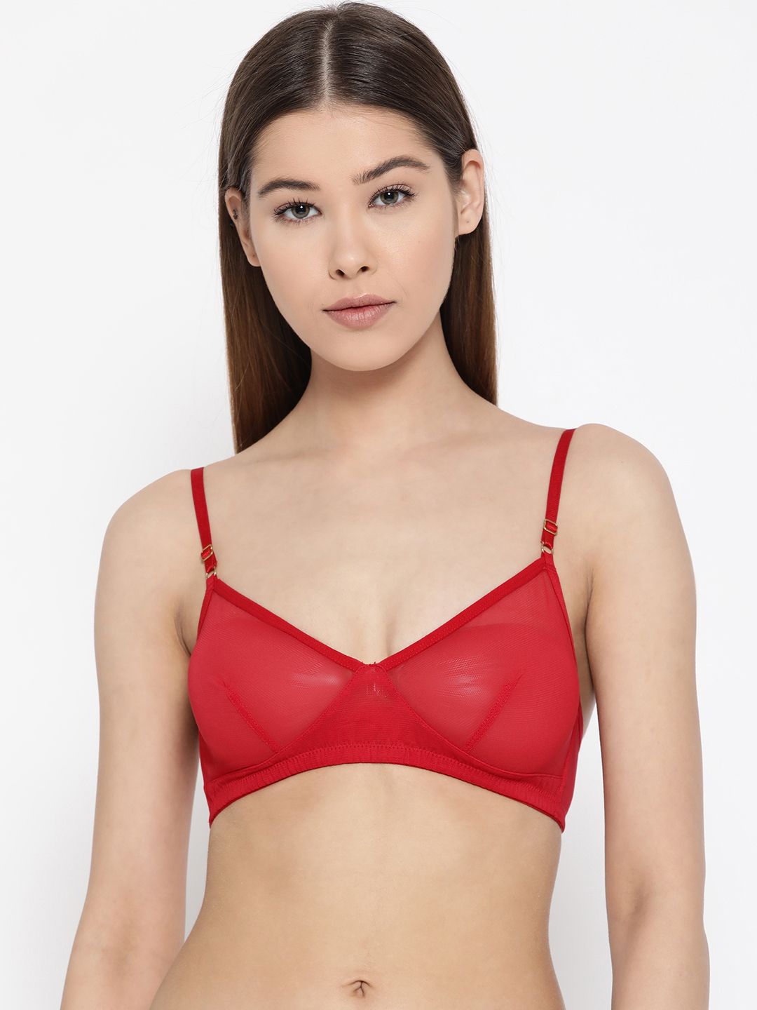 EROTISSCH Red Solid Non-Wired Non Padded Everyday Bra AIB-19B