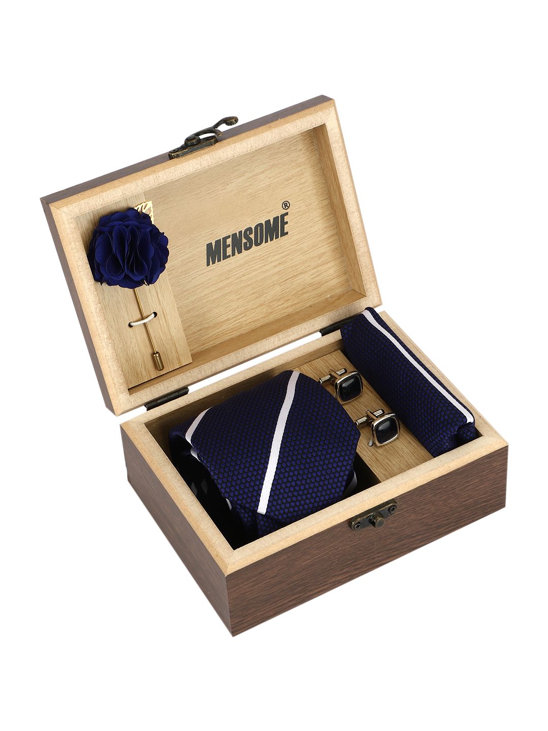 MENSOME Men Navy Bslue & White Accessory Gift Set-picture-53