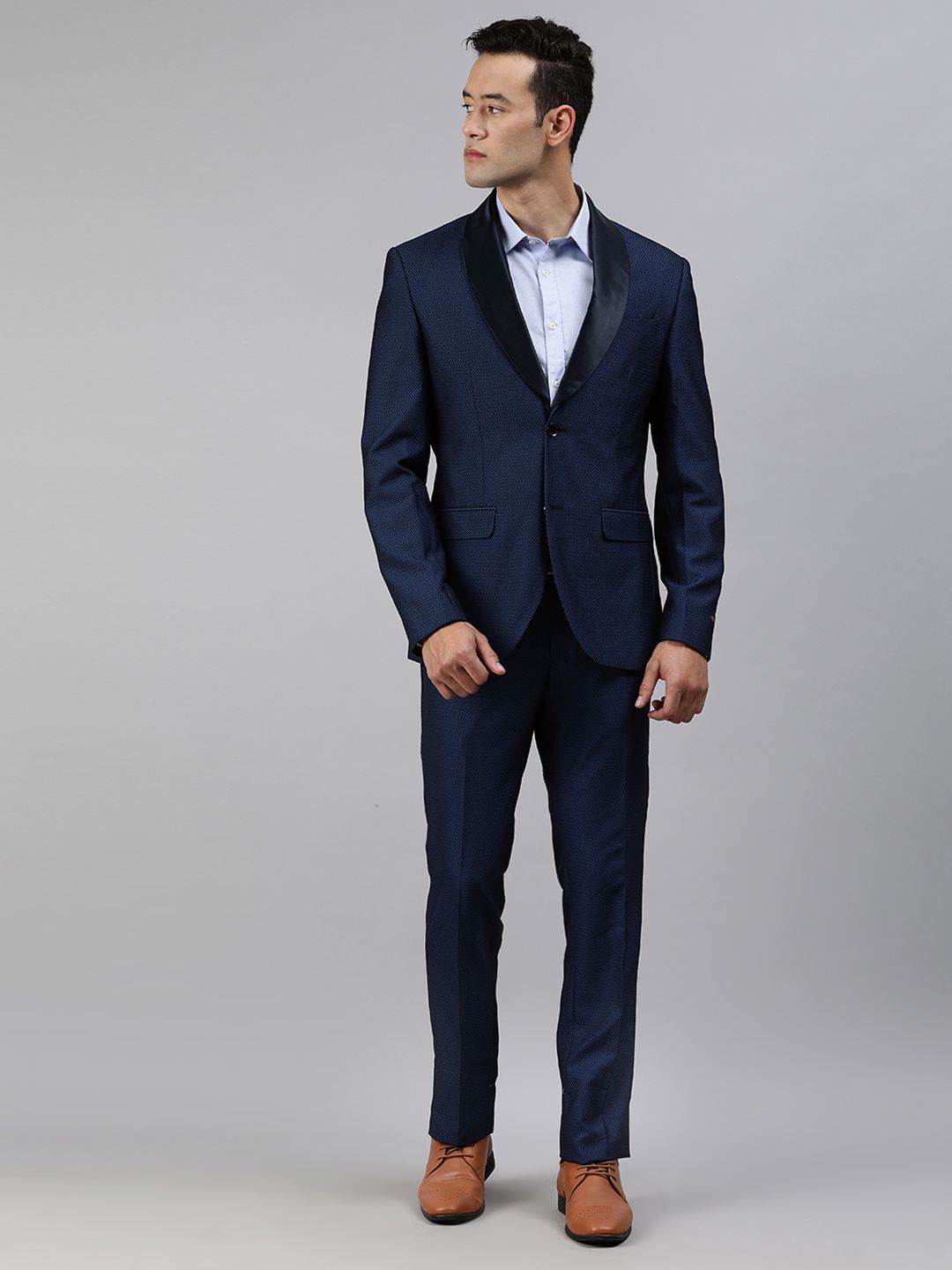 Blackberrys Men Navy Blue Slim Fit Single-Breasted 2-Piece Formal Suit-picture-38