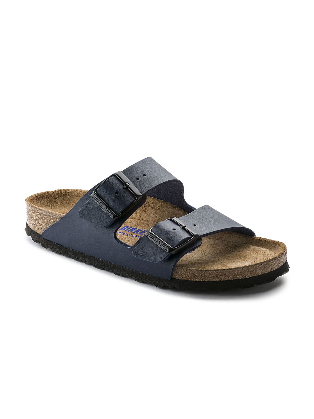 Birkenstock Arizona Soft Footbed Blue Regular Width Birko-Flor Two-Strap Sandals