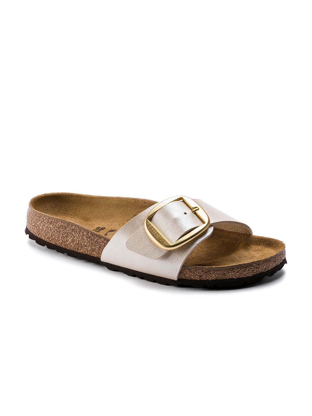 Birkenstock Women Cream-Coloured Solid Madrid Birko-Flor Open Toe Narrow Width Flats-picture-45