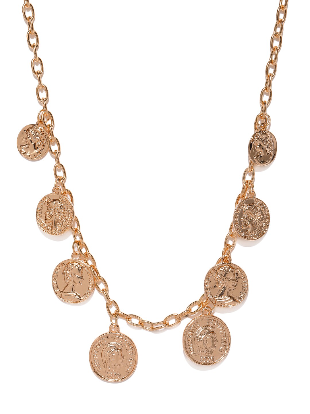 ToniQ Women Gold-Toned Alloy Coin Necklace